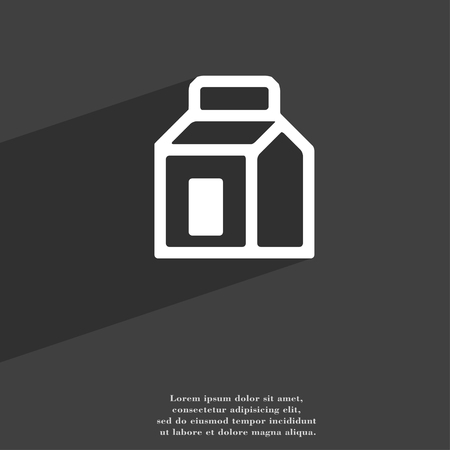 Milk, Juice, Beverages, Carton Package icon symbol Flat modern web design with long shadow and space for your text. illustrationの写真素材