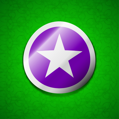Star, Favorite Star, Favorite icon sign. Symbol chic colored sticky label on green background. illustrationの写真素材