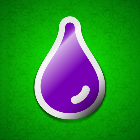 Water drop icon sign. Symbol chic colored sticky label on green background. illustrationの写真素材