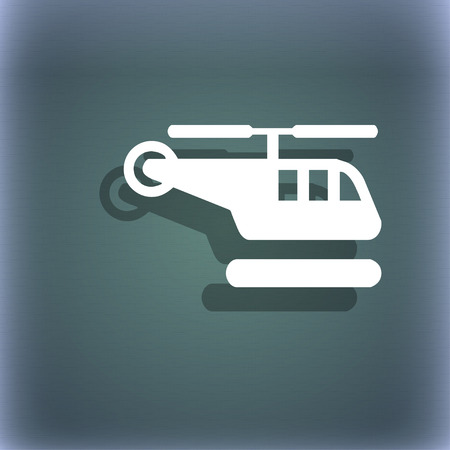 helicopter icon symbol on the blue-green abstract background with shadow and space for your text. illustrationの写真素材