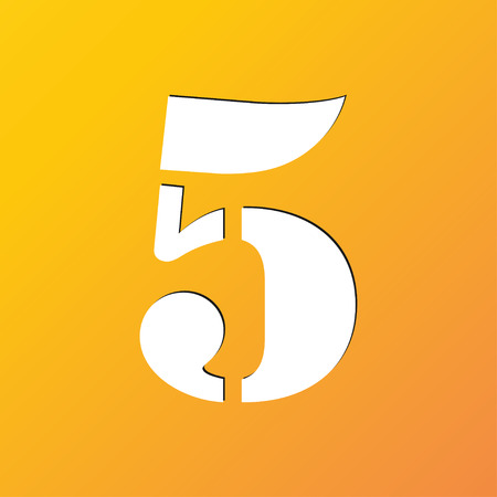 number five icon symbol Flat modern web design with long shadow and space for your text. illustrationの写真素材