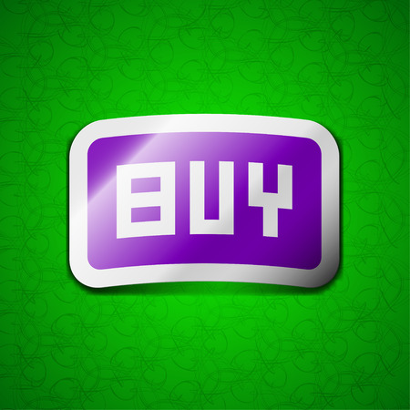 Buy, Online buying dollar usd  icon sign. Symbol chic colored sticky label on green background. illustrationの写真素材