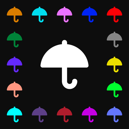 Umbrella icon sign. Lots of colorful symbols for your design. illustrationの写真素材