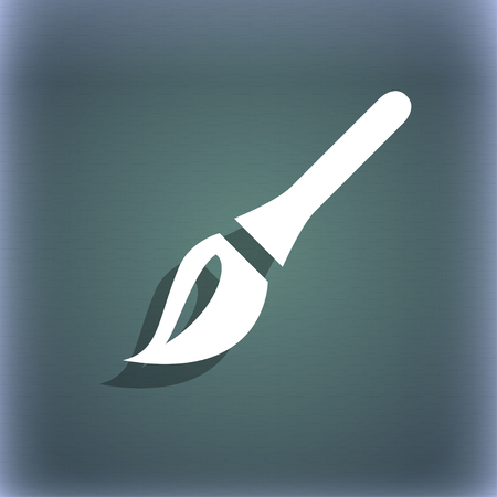 Paint brush, Artist icon symbol on the blue-green abstract background with shadow and space for your text. illustrationの写真素材