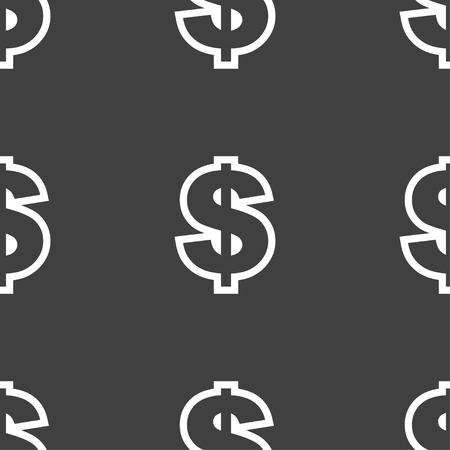 Dollar icon sign. Seamless pattern on a gray background. illustrationの写真素材
