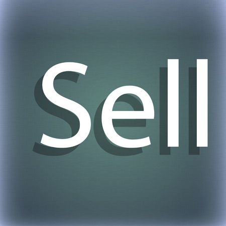 Sell sign icon. Contributor earnings button. On the blue-green abstract background with shadow and space for your text. illustrationの写真素材