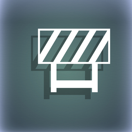 road barrier icon sign. On the blue-green abstract background with shadow and space for your text. illustrationの写真素材