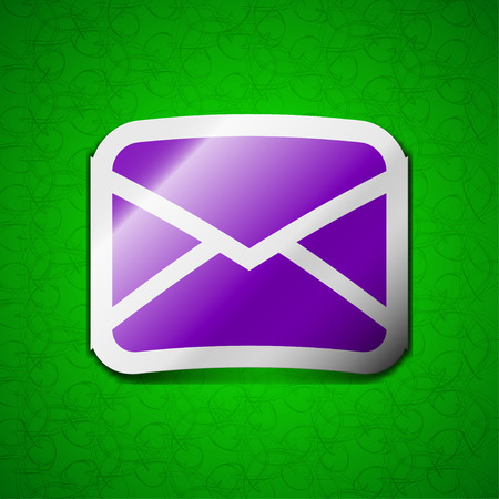 Mail, Envelope, Message icon sign. Symbol chic colored sticky label on green background. illustrationの写真素材
