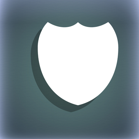 Shield sign icon. Protection symbol. On the blue-green abstract background with shadow and space for your text. illustrationの写真素材