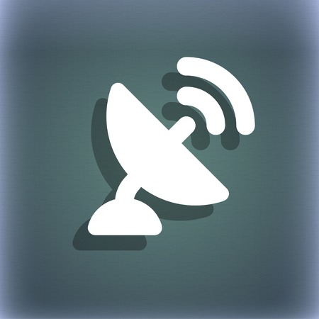 satellite antenna icon symbol on the blue-green abstract background with shadow and space for your text. illustrationの写真素材