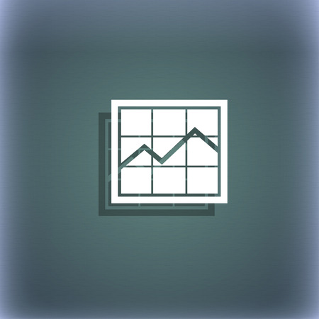 Chart icon symbol on the blue-green abstract background with shadow and space for your text. illustrationの写真素材
