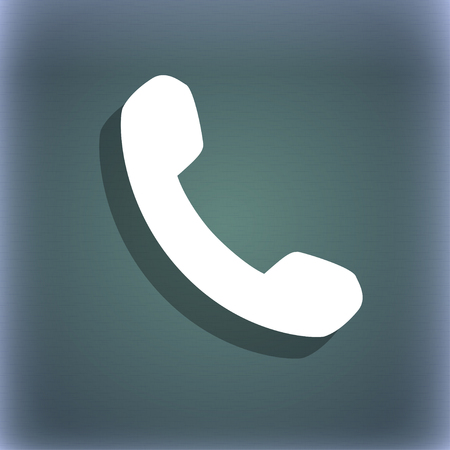 Phone, Support, Call center icon symbol on the blue-green abstract background with shadow and space for your text. illustrationの写真素材