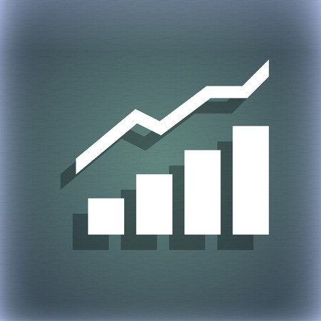 Growth and development concept. graph of Rate icon symbol on the blue-green abstract background with shadow and space for your text. illustrationの写真素材