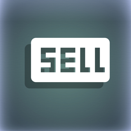 Sell, Contributor earnings icon symbol on the blue-green abstract background with shadow and space for your text. illustrationの写真素材
