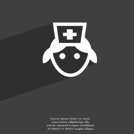 nurse icon symbol Flat modern web design with long shadow and space for your text. illustrationの写真素材