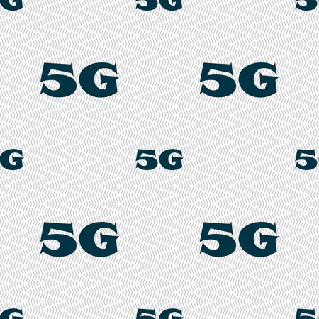 5G sign icon. Mobile telecommunications technology symbol. Seamless abstract background with geometric shapes. illustrationの写真素材