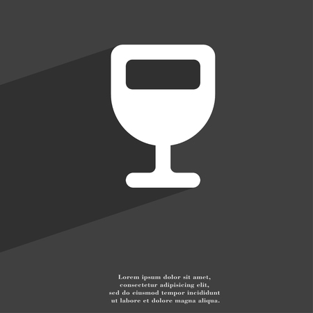 Wine glass, Alcohol drink icon symbol Flat modern web design with long shadow and space for your text. illustrationの写真素材