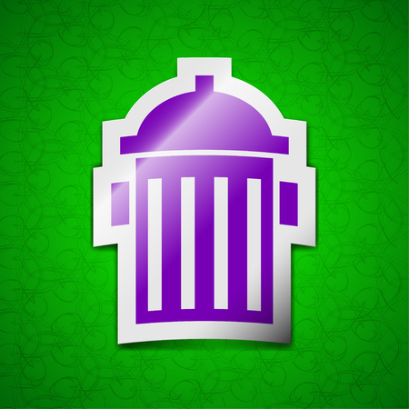 fire hydrant icon sign. Symbol chic colored sticky label on green background. illustrationの写真素材