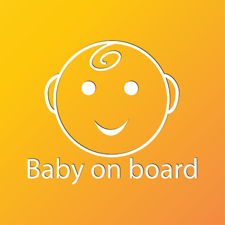 Baby on board icon symbol Flat modern web design with long shadow and space for your text. illustrationの写真素材