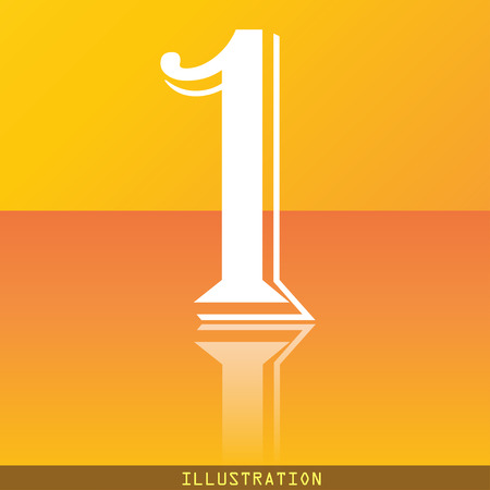 number one icon symbol Flat modern web design with reflection and space for your text. illustration. Raster versionの写真素材