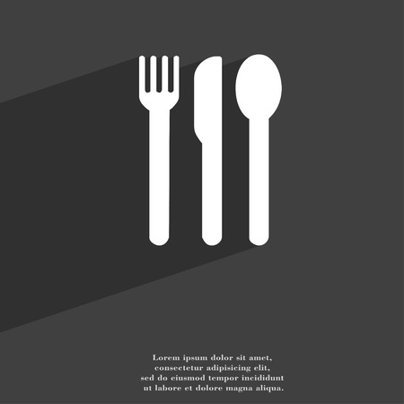 fork, knife, spoon icon symbol Flat modern web design with long shadow and space for your text. illustrationの写真素材