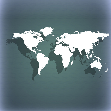 Globe sign icon. World map geography symbol. On the blue-green abstract background with shadow and space for your text. illustrationの写真素材