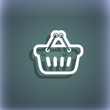 shopping cart icon symbol on the blue-green abstract background with shadow and space for your text. illustrationの写真素材