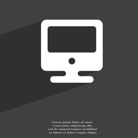 monitor icon symbol Flat modern web design with long shadow and space for your text. illustrationの写真素材