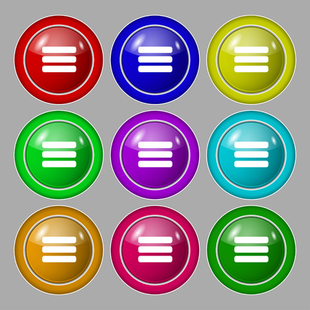 List menu, Content view options icon sign. symbol on nine round colourful buttons. illustrationの写真素材