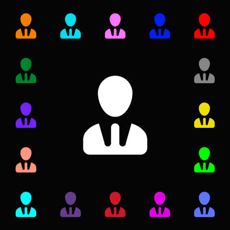 male silhouette icon sign. Lots of colorful symbols for your design. illustrationの写真素材
