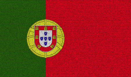 Flags of Portugal on denim texture. Vector illustrationのイラスト素材