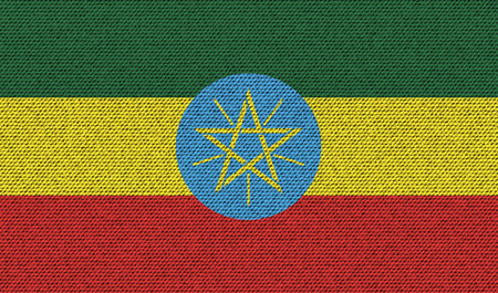 Flags of Ethiopia on denim texture. Vector illustrationのイラスト素材