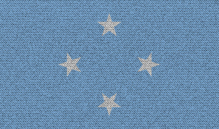 Flags of Micronesia on denim texture. Vector illustrationのイラスト素材