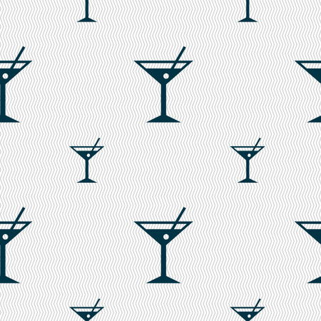 cocktail martini, Alcohol drink icon sign. Seamless pattern with geometric texture. Vector illustrationのイラスト素材