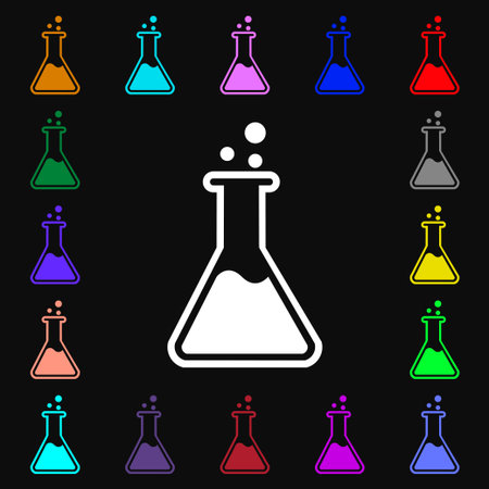 Flask icon sign. Lots of colorful symbols for your design. illustrationの写真素材