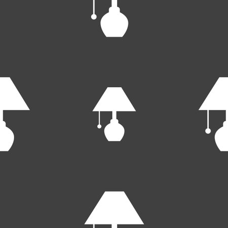 table lamp icon sign. Seamless pattern on a gray background. illustrationの写真素材
