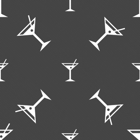 cocktail martini, Alcohol drink icon sign. Seamless pattern on a gray background. illustrationの写真素材