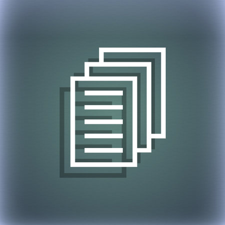 Copy file, Duplicate document icon. On the blue-green abstract background with shadow and space for your text. illustrationの写真素材
