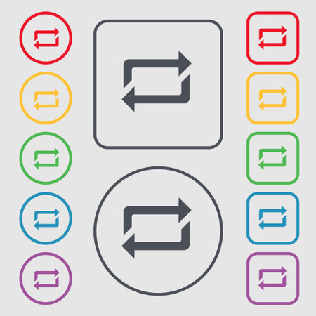repeat icon sign. symbol on the Round and square buttons with frame. Vector illustrationのイラスト素材