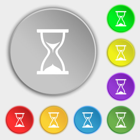hourglass icon sign. Symbol on eight flat buttons. Vector illustrationのイラスト素材