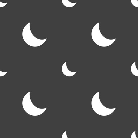 moon icon sign. Seamless pattern on a gray background. Vector illustrationのイラスト素材