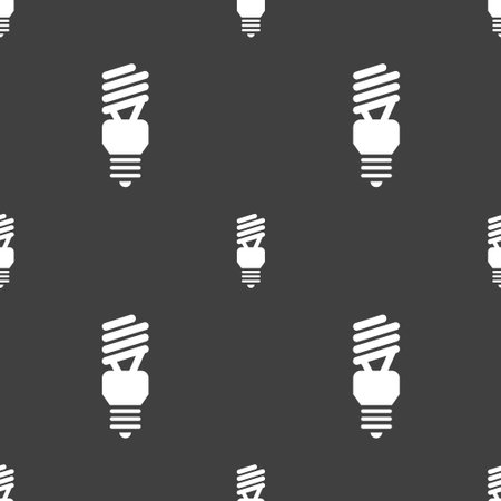fluorescent lamp icon sign. Seamless pattern on a gray background. Vector illustrationのイラスト素材