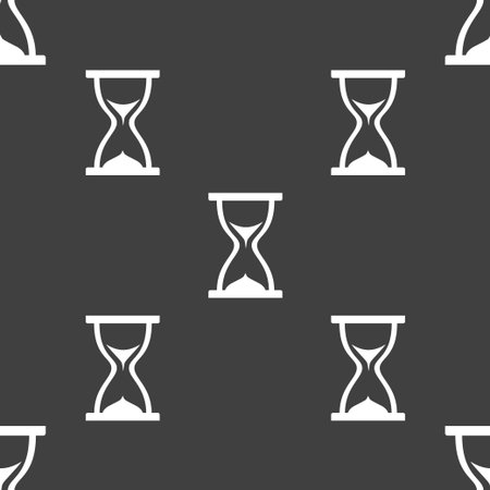 hourglass icon sign. Seamless pattern on a gray background. Vector illustrationのイラスト素材