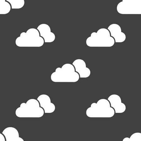 clouds icon sign. Seamless pattern on a gray background. Vector illustrationのイラスト素材