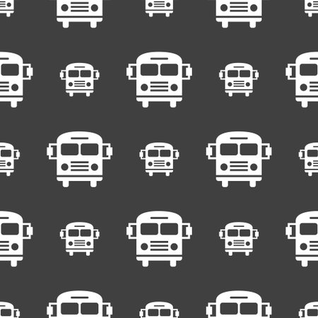 Bus icon sign. Seamless pattern on a gray background. Vector illustrationのイラスト素材