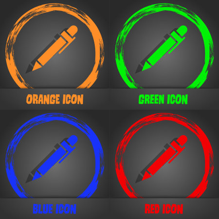 pen icon. Fashionable modern style. In the orange, green, blue, red design. Vector illustrationのイラスト素材