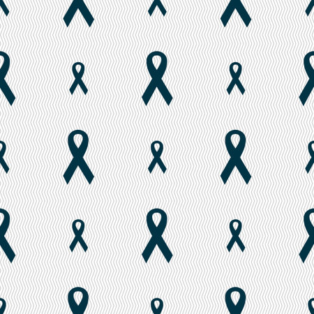 ribbon, breast cancer awareness month icon sign. Seamless pattern with geometric texture. Vector illustrationのイラスト素材