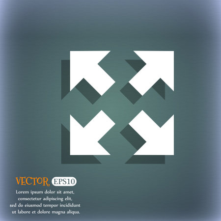 Full screen icon. On the blue-green abstract background with shadow and space for your text. Vector illustrationのイラスト素材