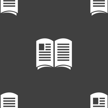 Newspaper icon sign. Seamless pattern on a gray background. Vector illustrationのイラスト素材