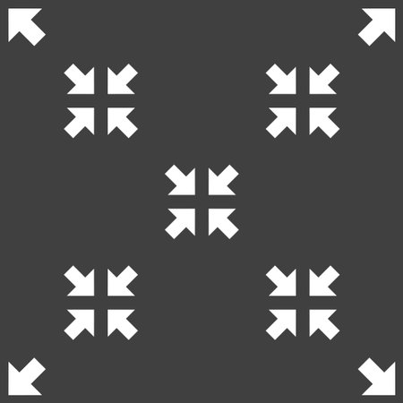 Exit full screen icon sign. Seamless pattern on a gray background. Vector illustrationのイラスト素材